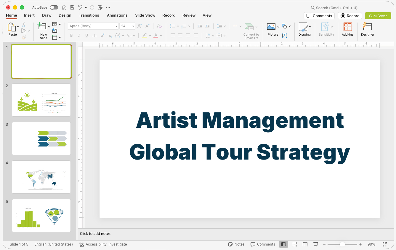 Artist Management Global Tour Strategy Pitch-Deck