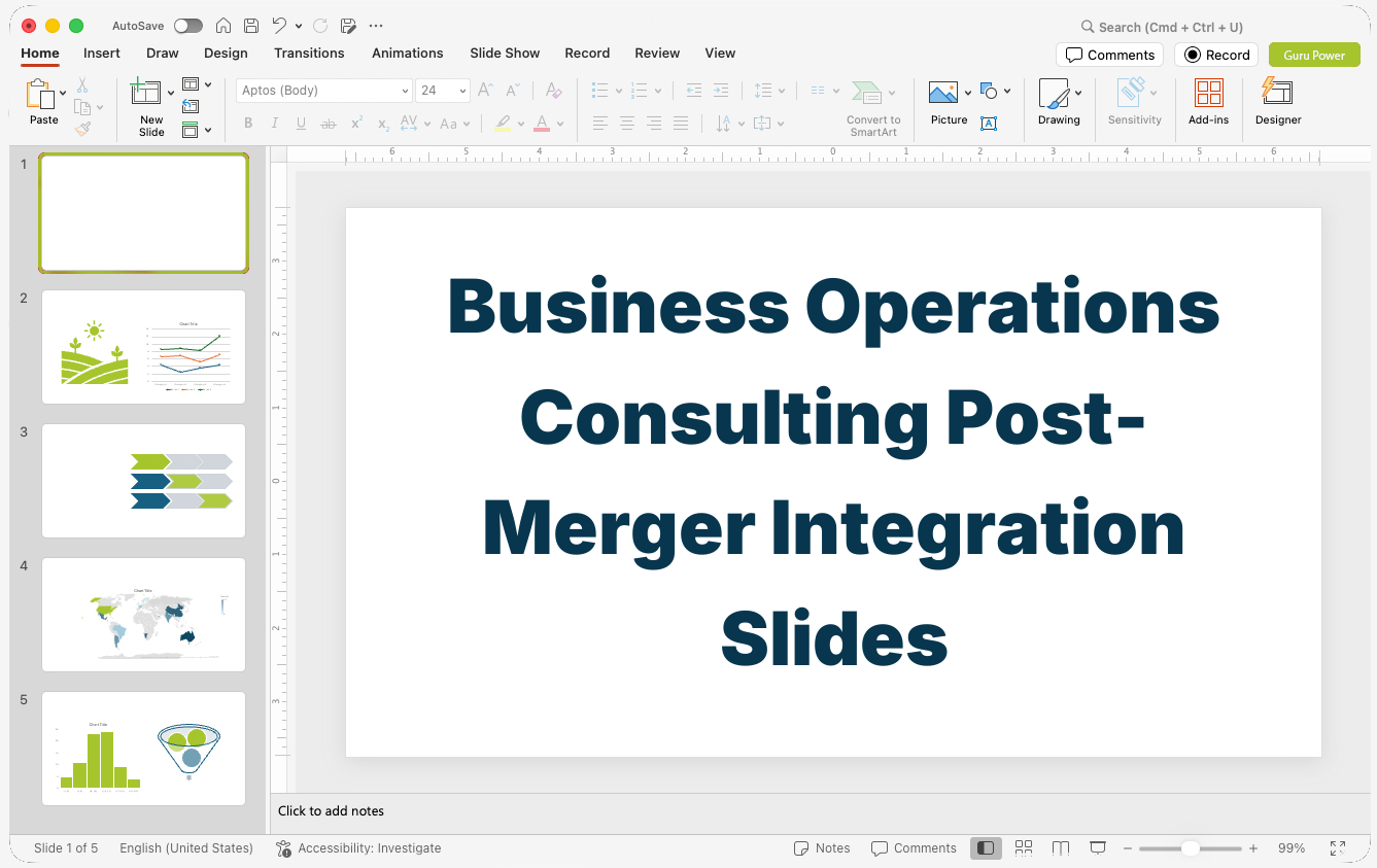 Business Operations Consulting Post-Merger Integration Slides