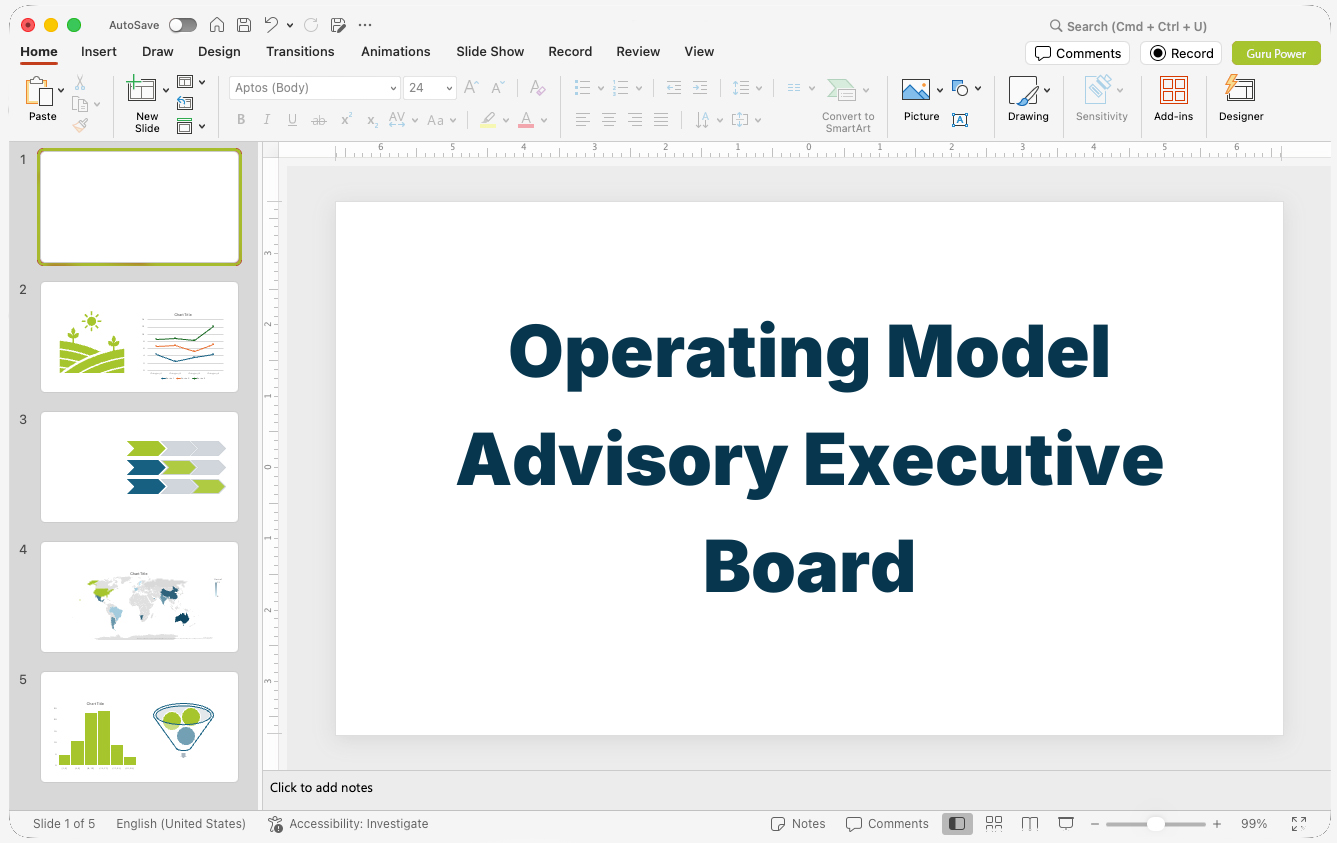 Operating Model Advisory Executive Board Presentation