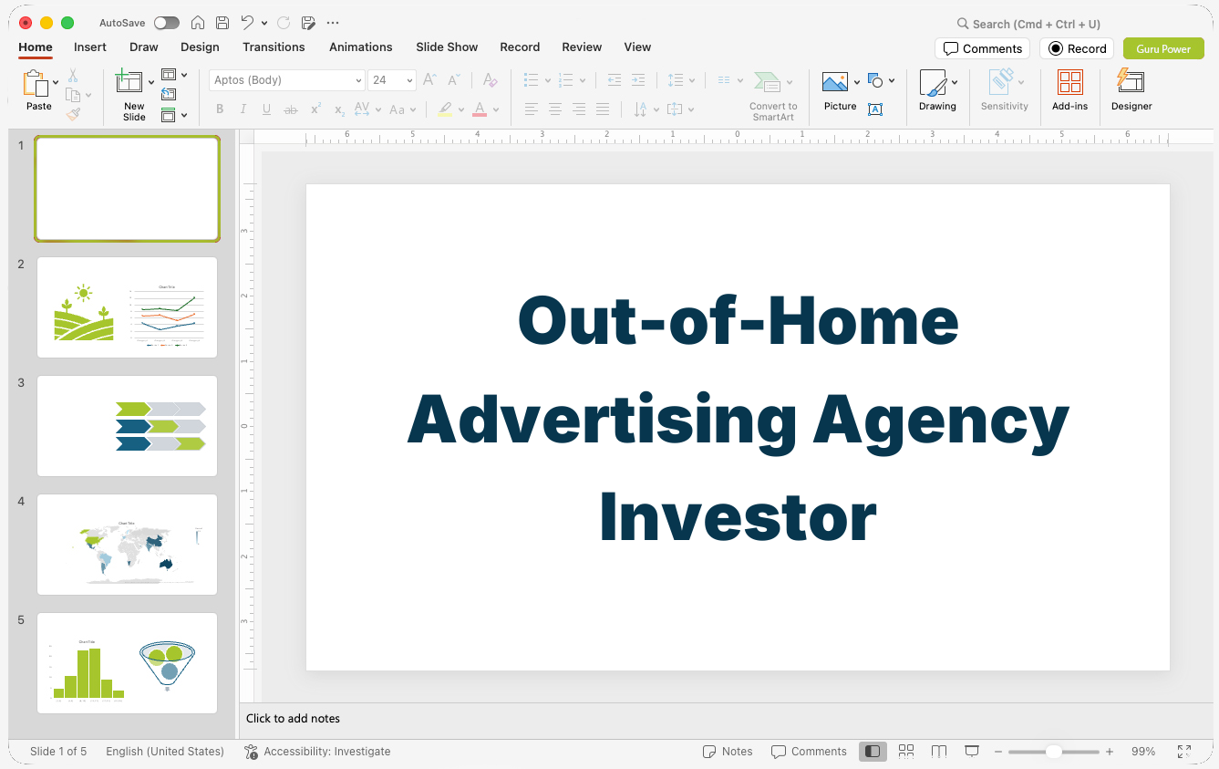 Out-of-Home Advertising Agency Investor Pitch Deck