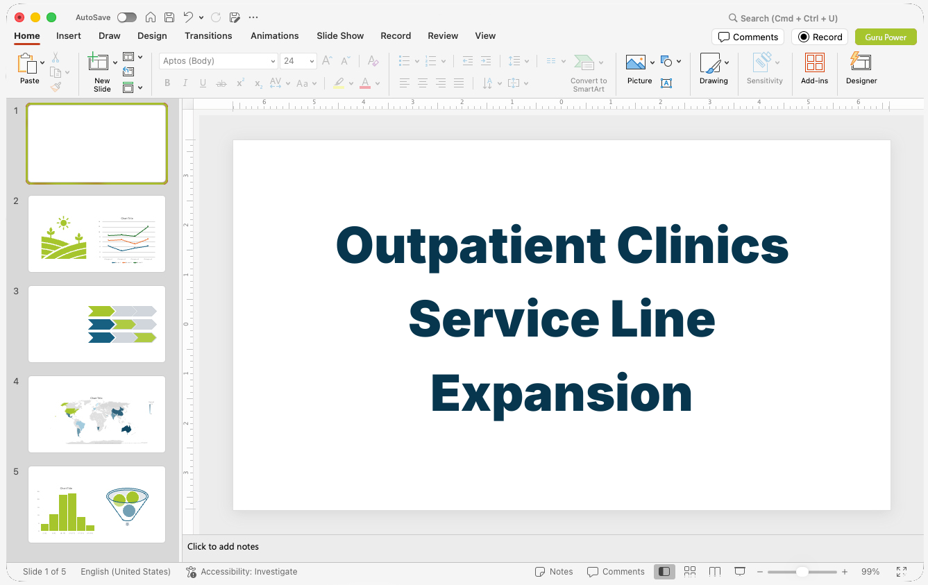 Outpatient Clinics Service Line Expansion Deck