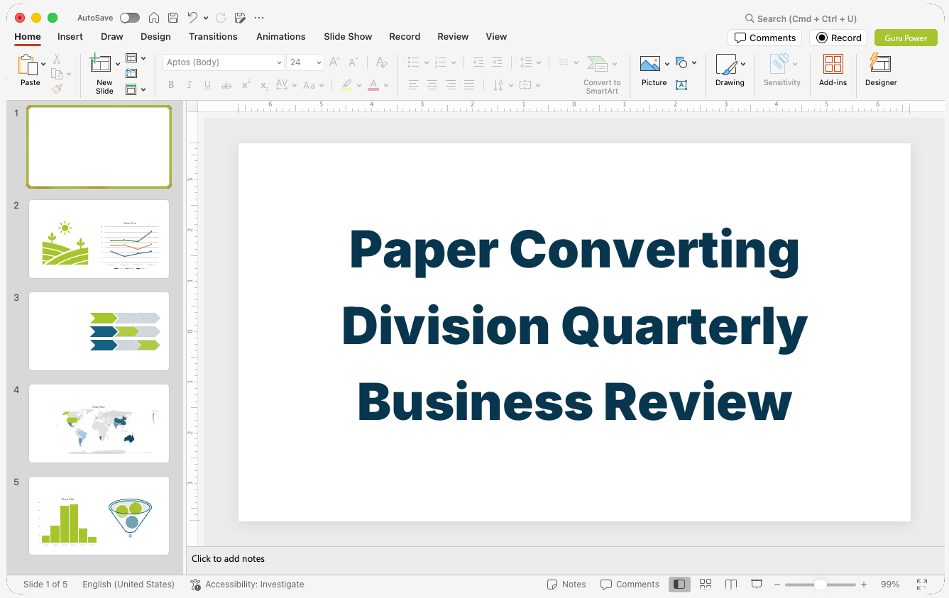 Paper Converting Division Quarterly Business Review Presentation