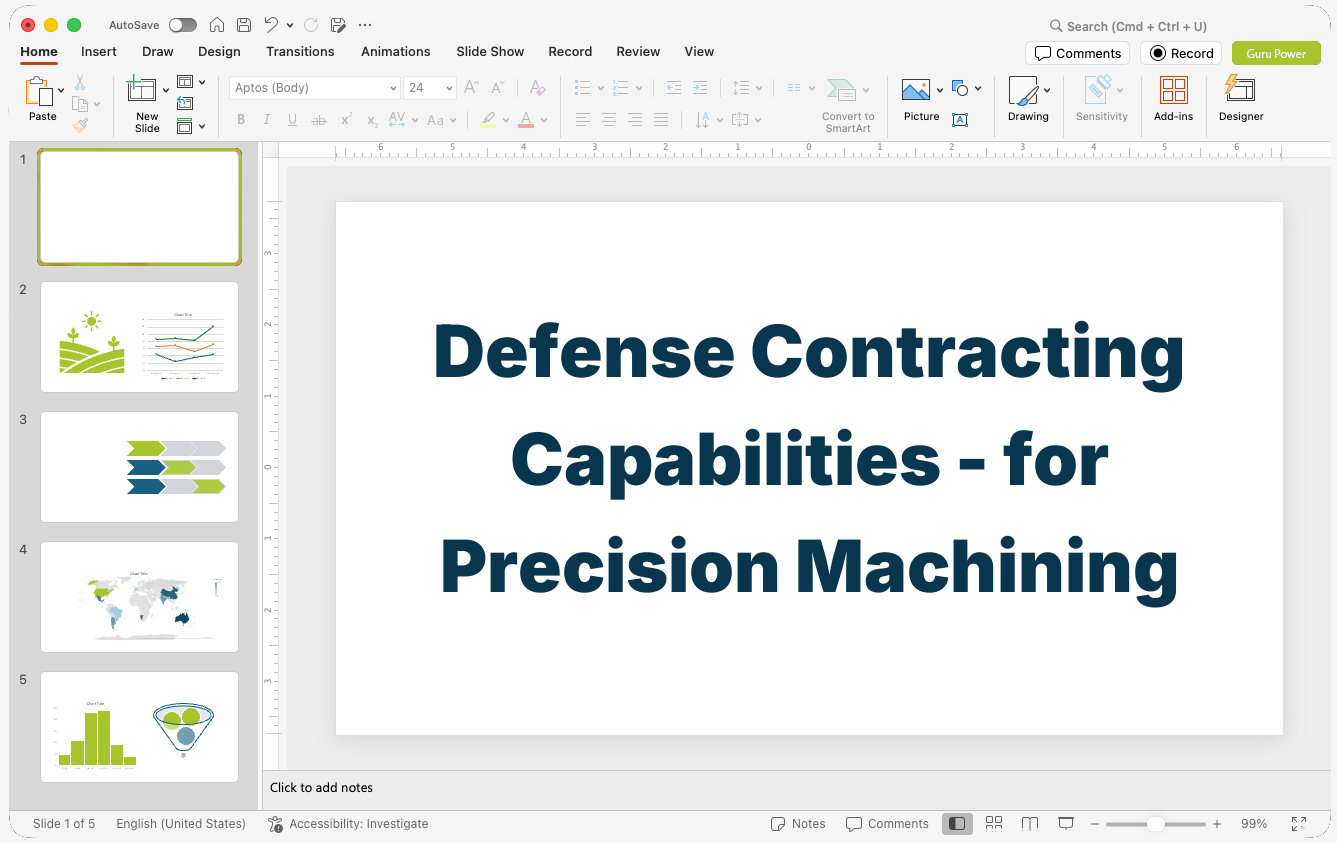Defense Contracting Capabilities Pitch-Deck for Precision Machining