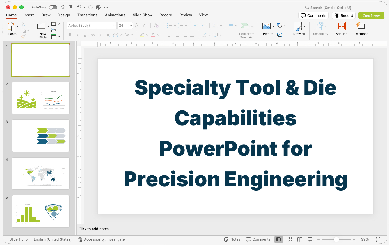 Specialty Tool & Die Capabilities PowerPoint for Precision Engineering