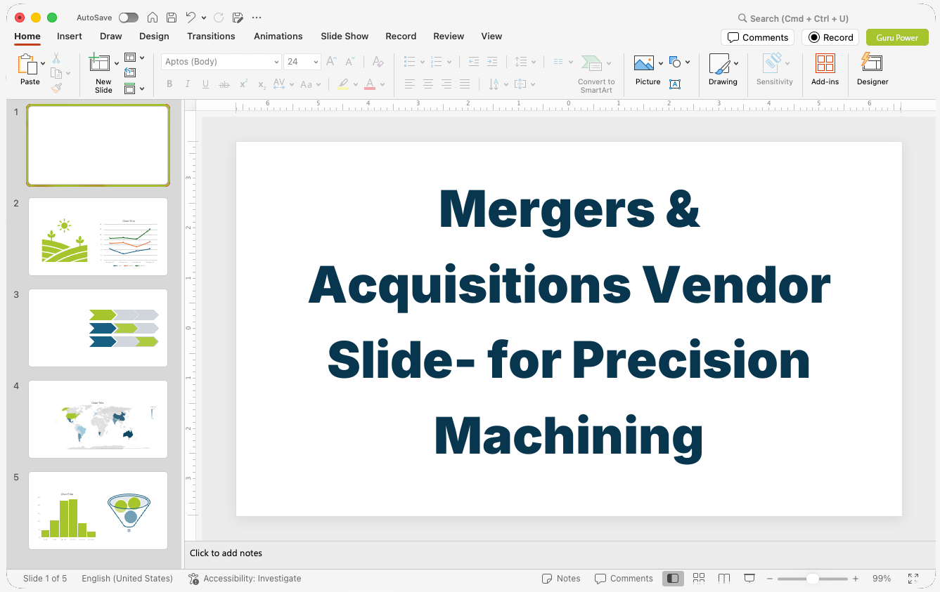 Mergers & Acquisitions Vendor Slide-Deck for Precision Machining