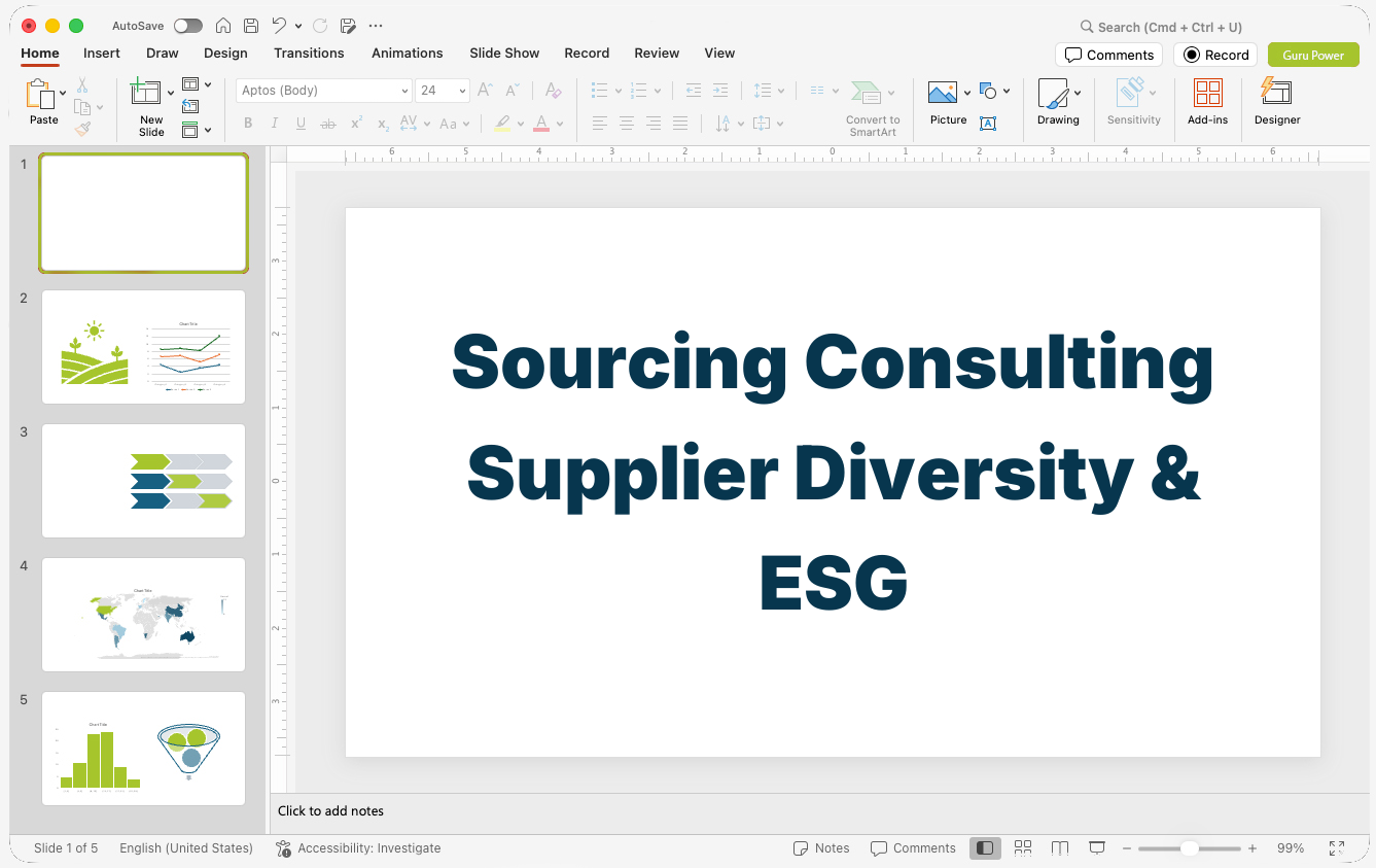 Sourcing Consulting Supplier Diversity & ESG Pitch Deck