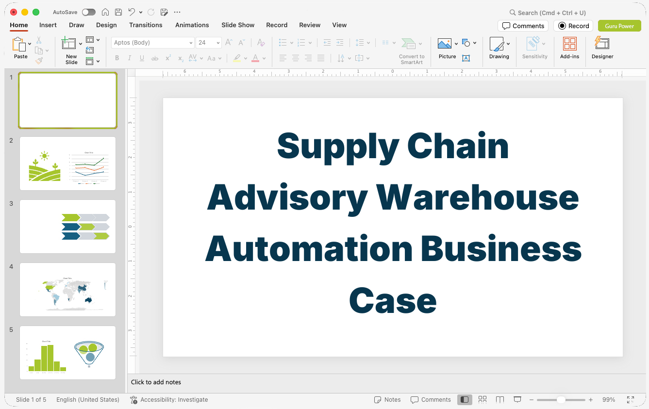 Supply Chain Advisory Warehouse Automation Business Case Deck