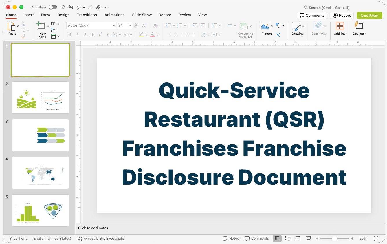 Quick-Service Restaurant (QSR) Franchises Franchise Disclosure Document Presentation