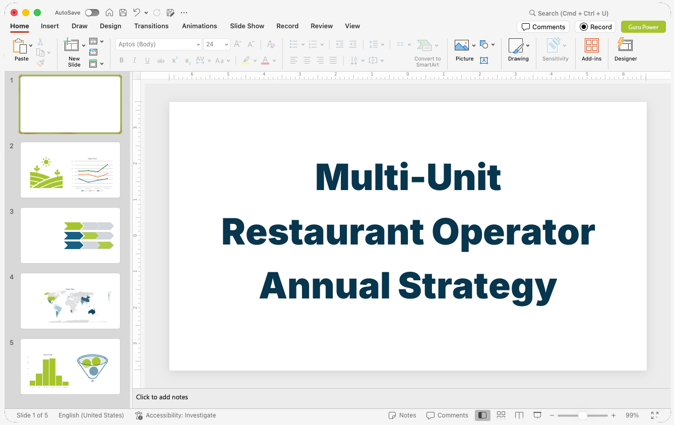 Multi-Unit Restaurant Operator Annual Strategy Presentation