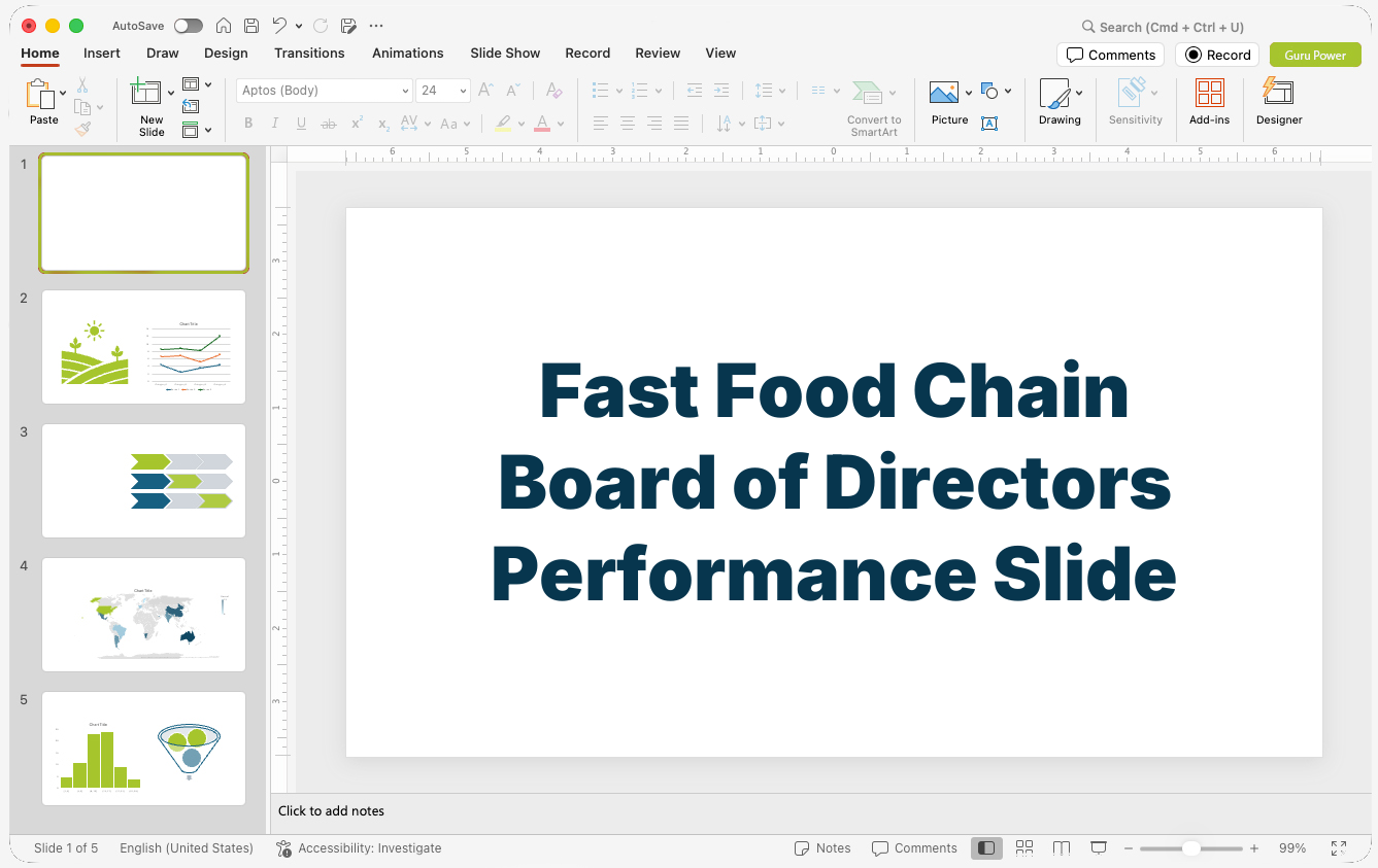 Fast Food Chain Board of Directors Performance Slide-Deck