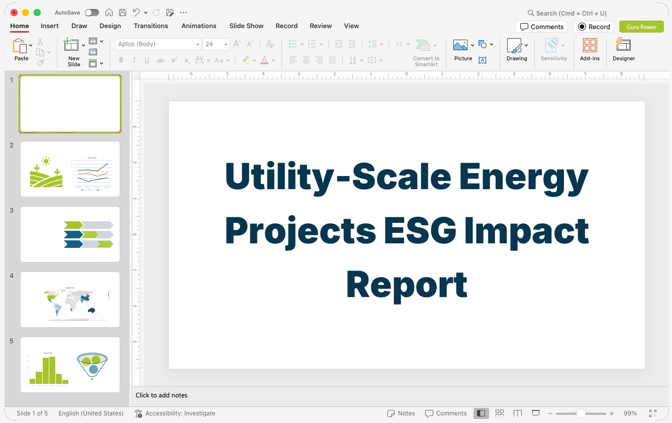 Utility-Scale Energy Projects ESG Impact Report Presentation