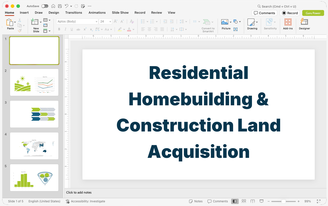 Residential Homebuilding & Construction Land Acquisition Pitch-Deck