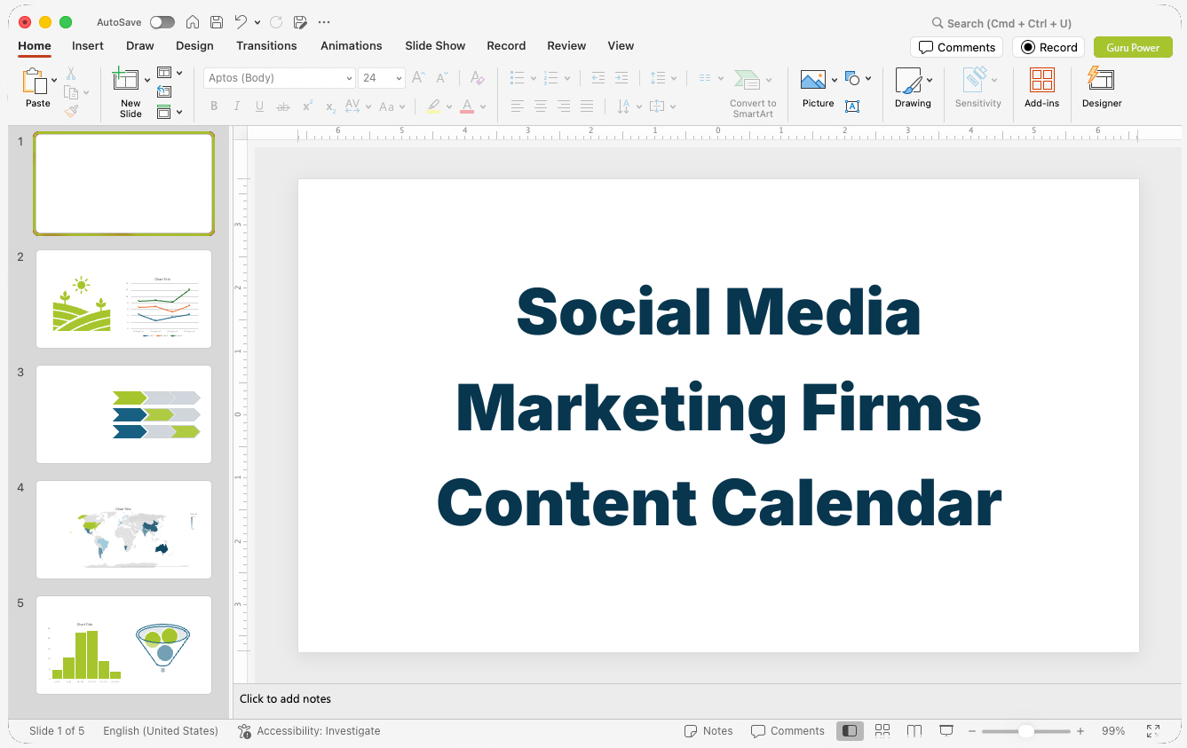 Social Media Marketing Firms Content Calendar Presentation