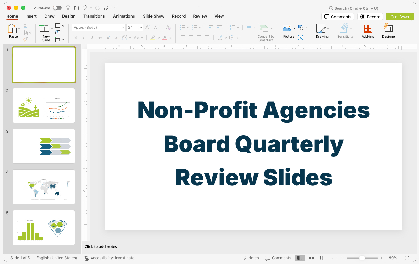 Non-Profit Agencies Board Quarterly Review Slides