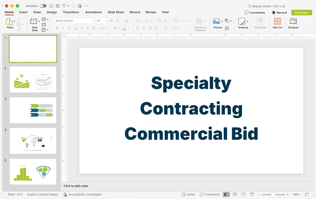 Specialty Contracting Commercial Bid Presentation
