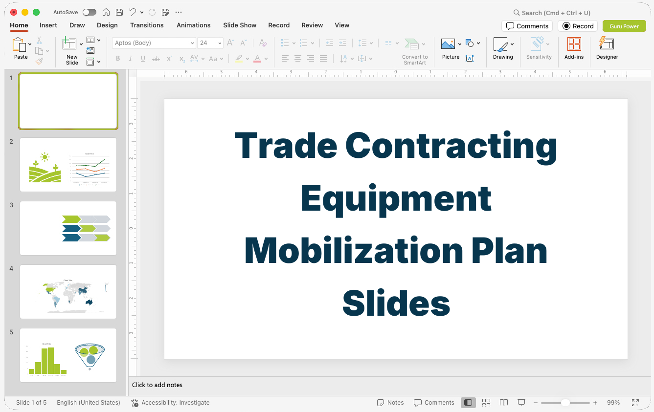Trade Contracting Equipment Mobilization Plan Slides