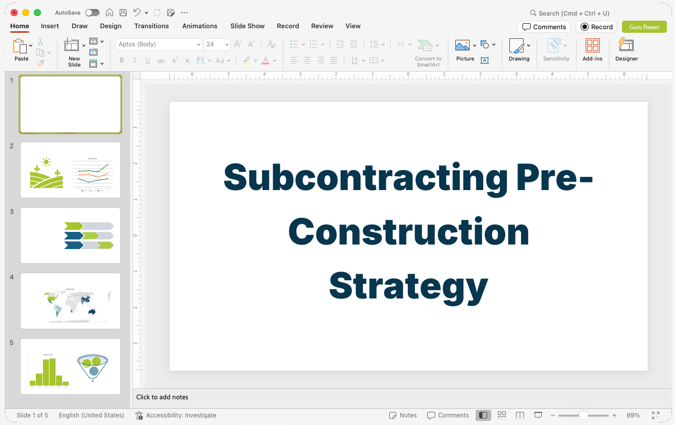 Subcontracting Pre-Construction Strategy Presentation