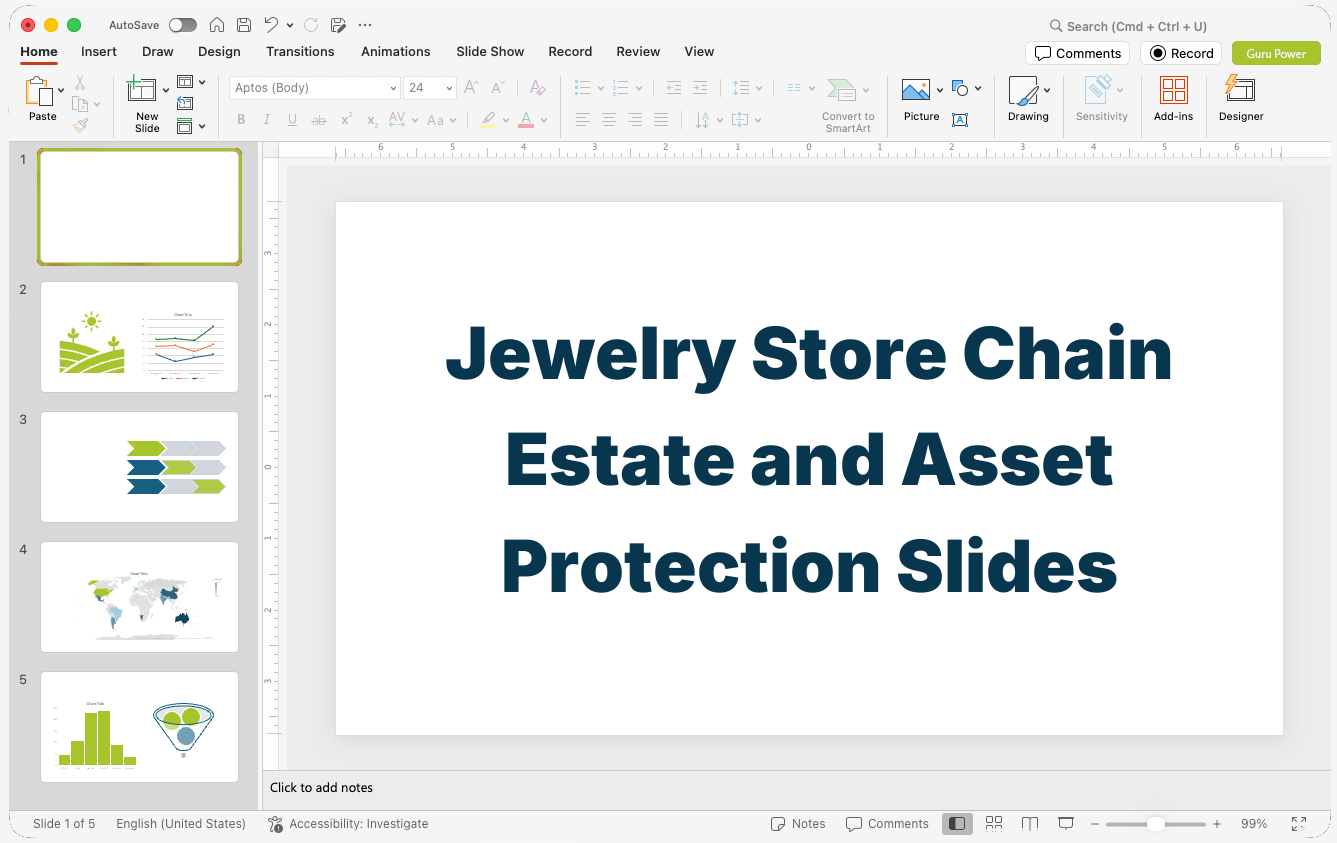 Jewelry Store Chain Estate and Asset Protection Slides