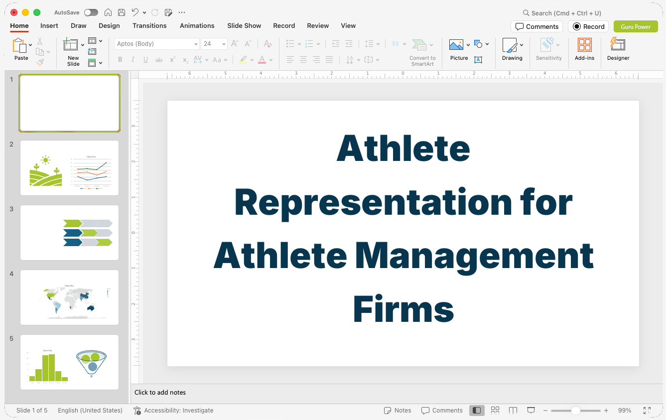 Athlete Representation Pitch Deck for Athlete Management Firms