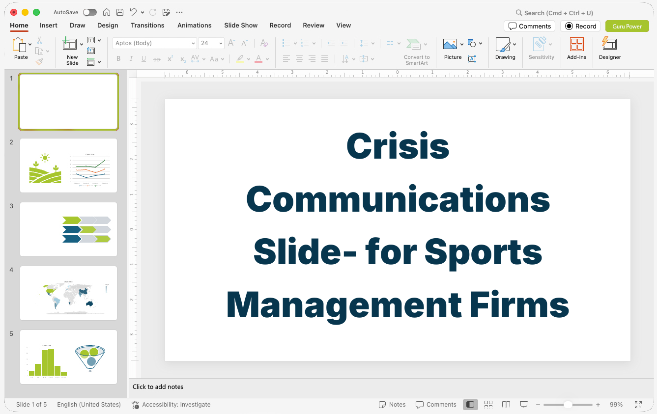 Crisis Communications Slide-Deck for Sports Management Firms