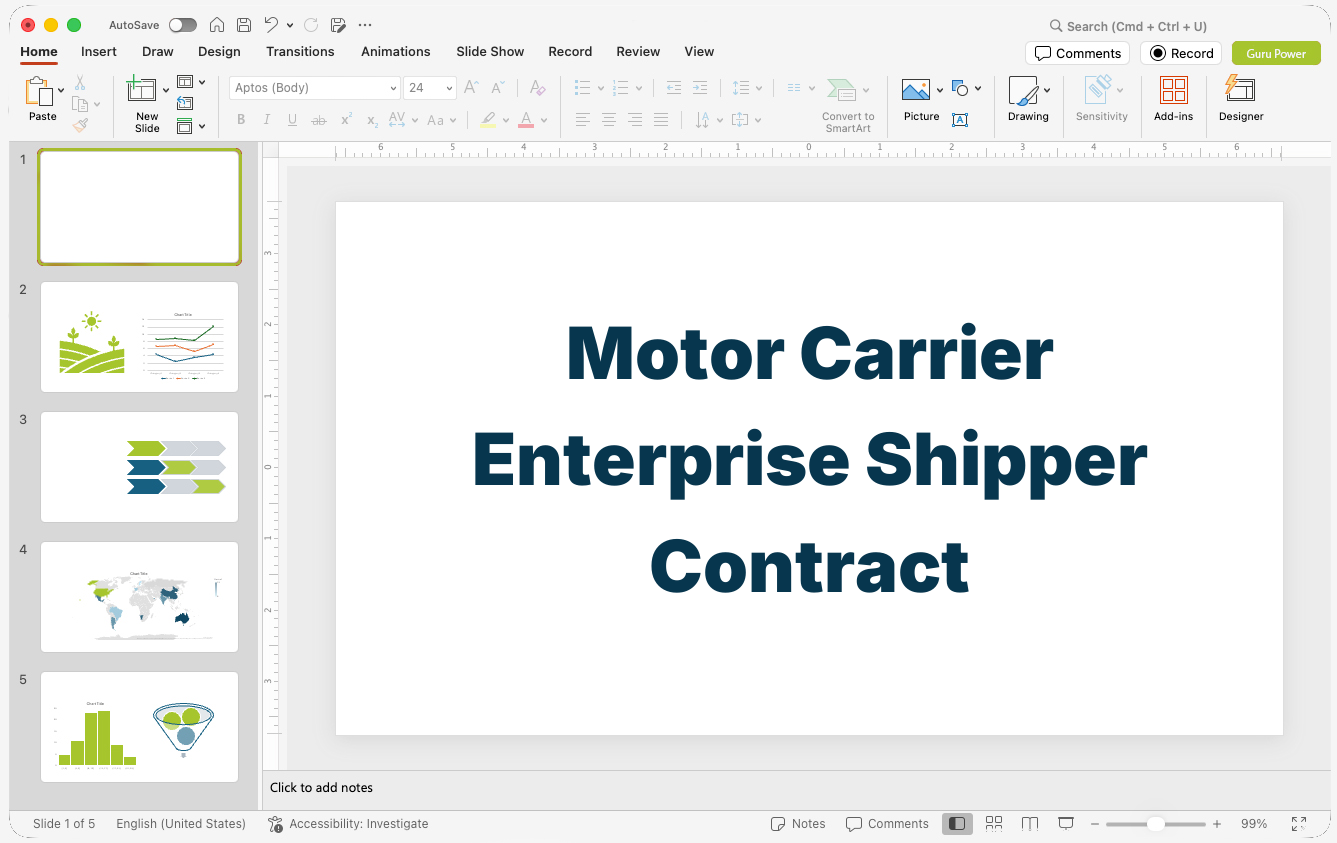 Motor Carrier Enterprise Shipper Contract Pitch-Deck