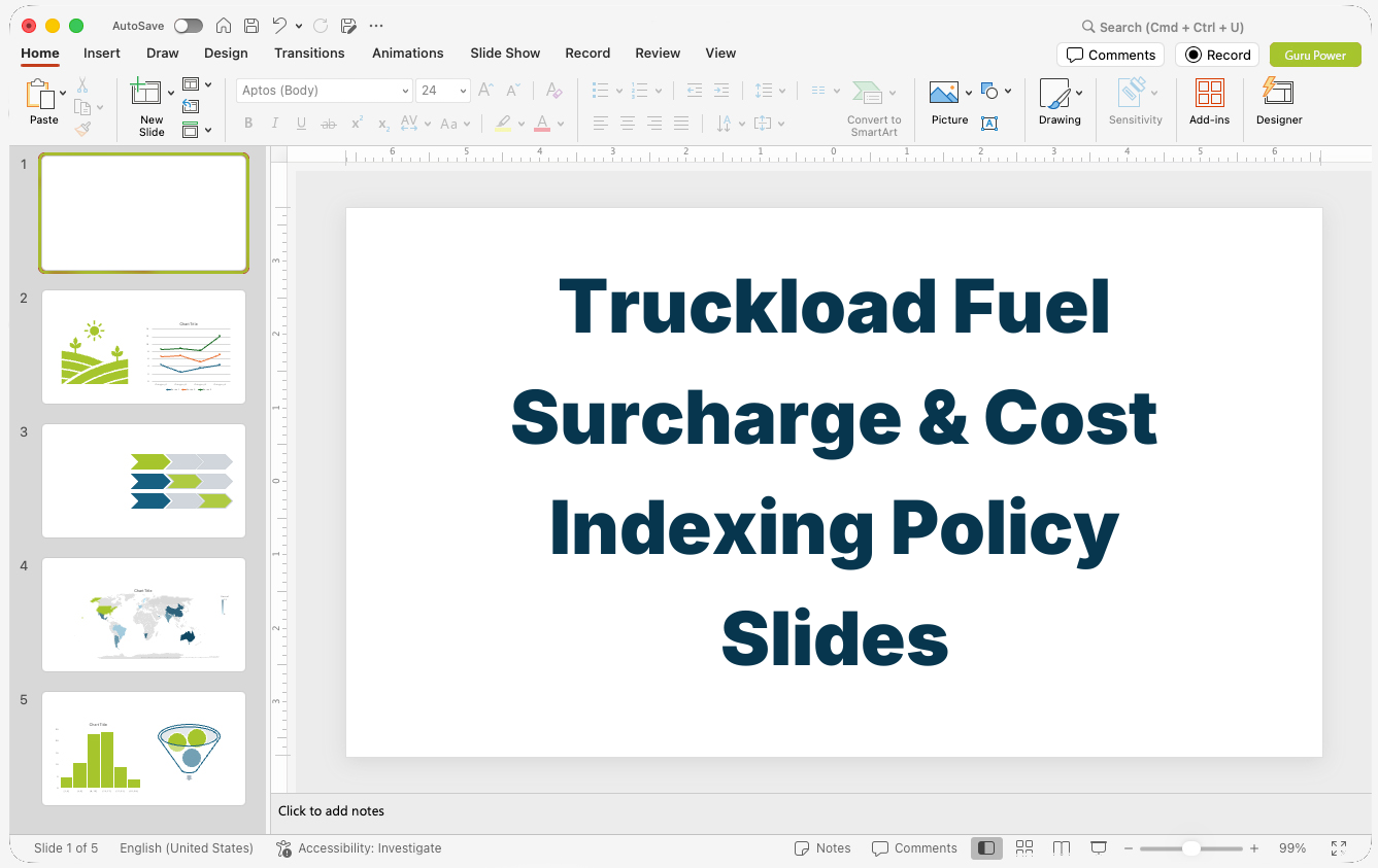 Truckload Fuel Surcharge & Cost Indexing Policy Slides