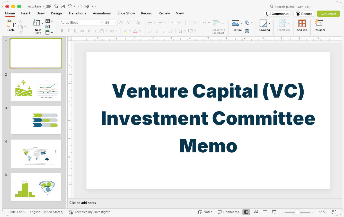 Venture Capital (VC) Investment Committee Memo Presentation