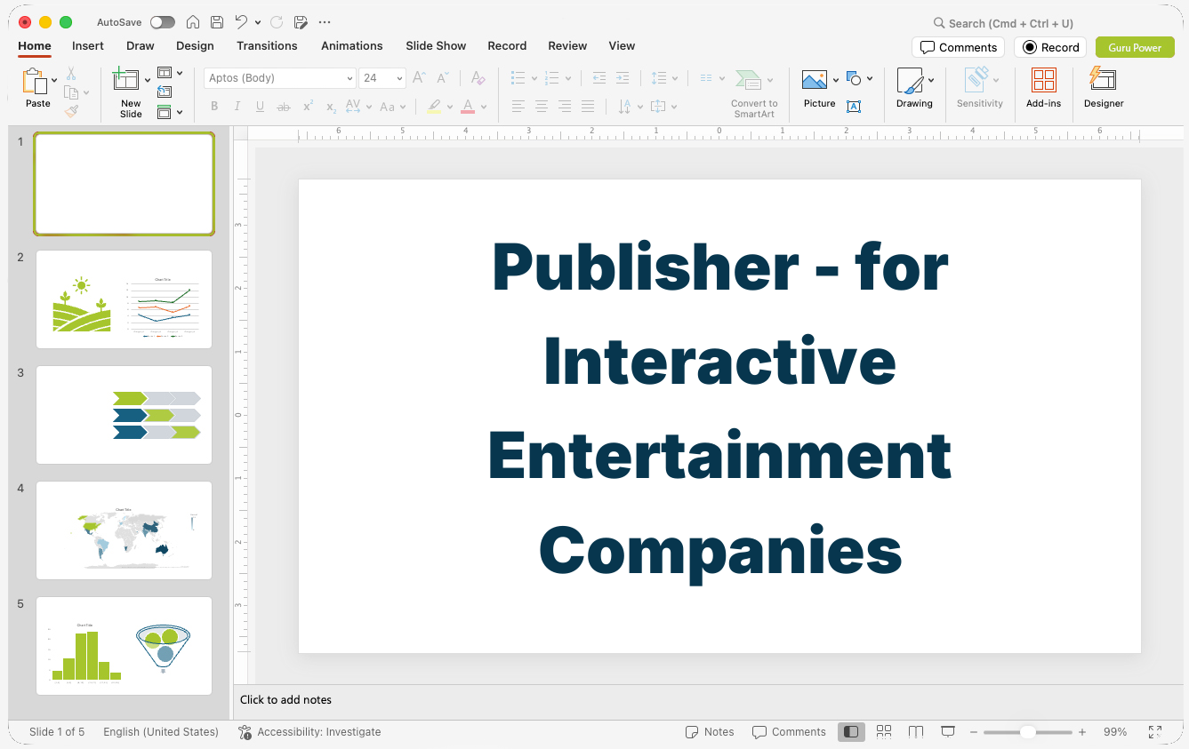 Publisher Pitch-Deck for Interactive Entertainment Companies