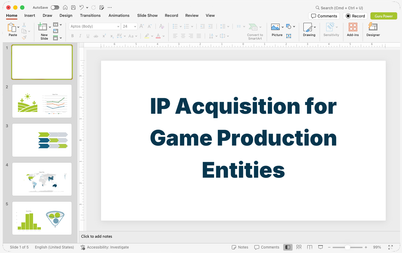 IP Acquisition Pitch Deck for Game Production Entities