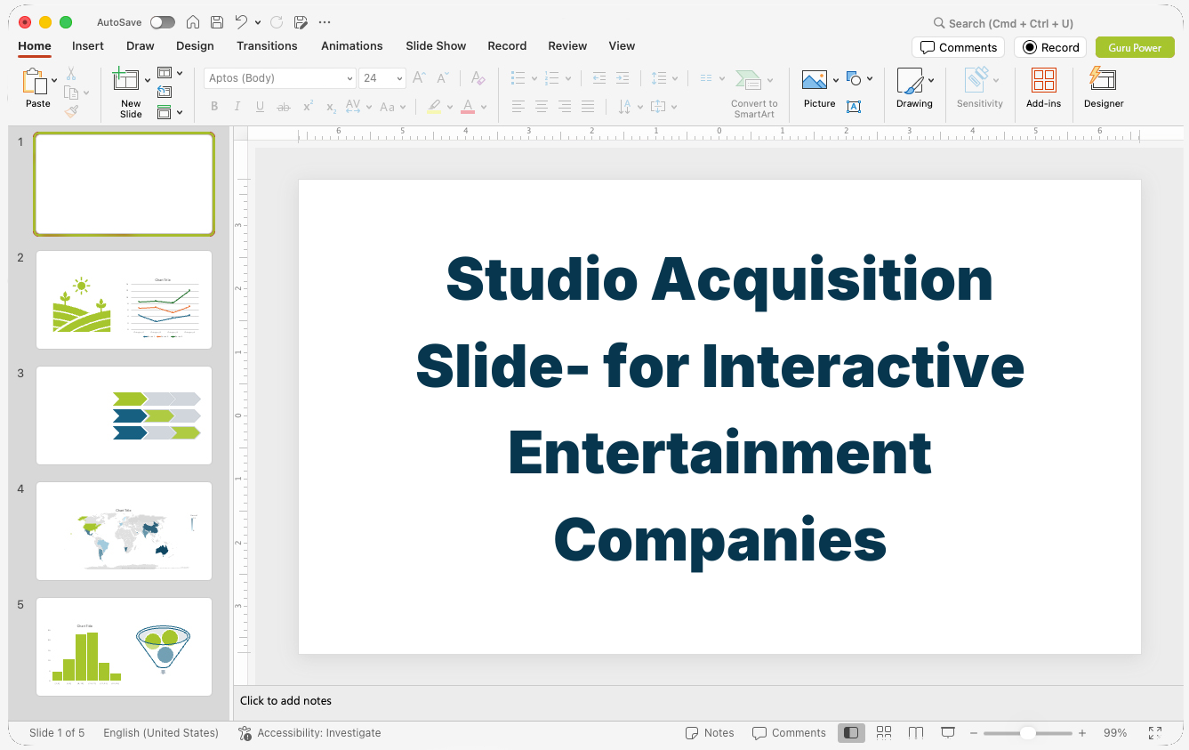 Studio Acquisition Slide-Deck for Interactive Entertainment Companies