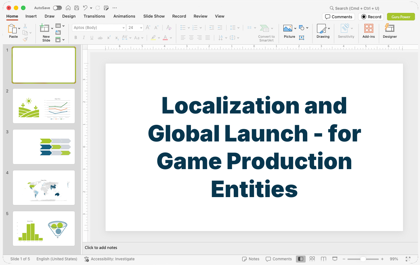 Localization and Global Launch Pitch-Deck for Game Production Entities