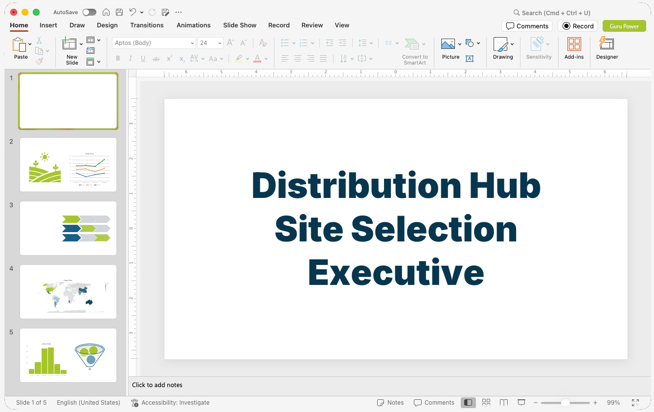 Distribution Hub Site Selection Executive Presentation