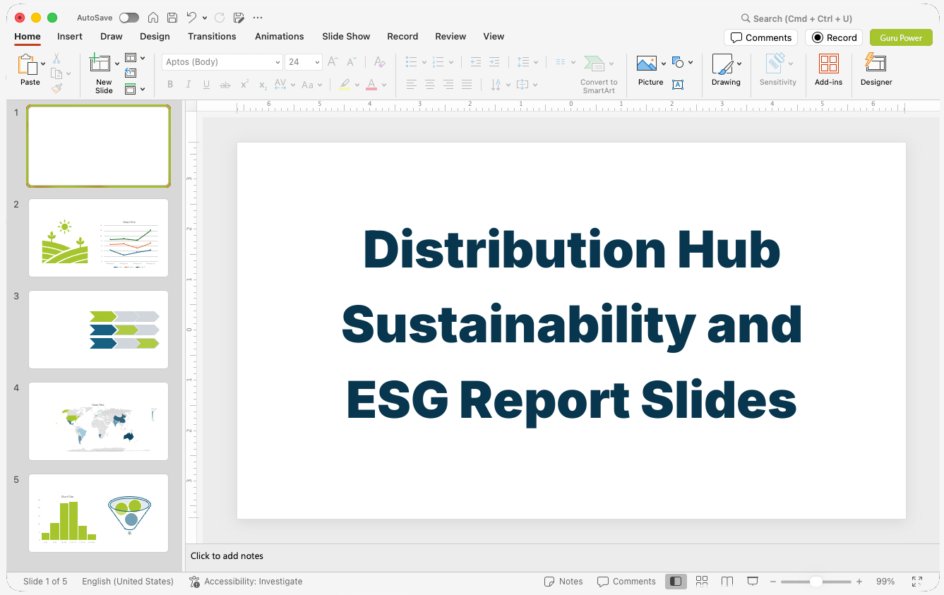 Distribution Hub Sustainability and ESG Report Slides