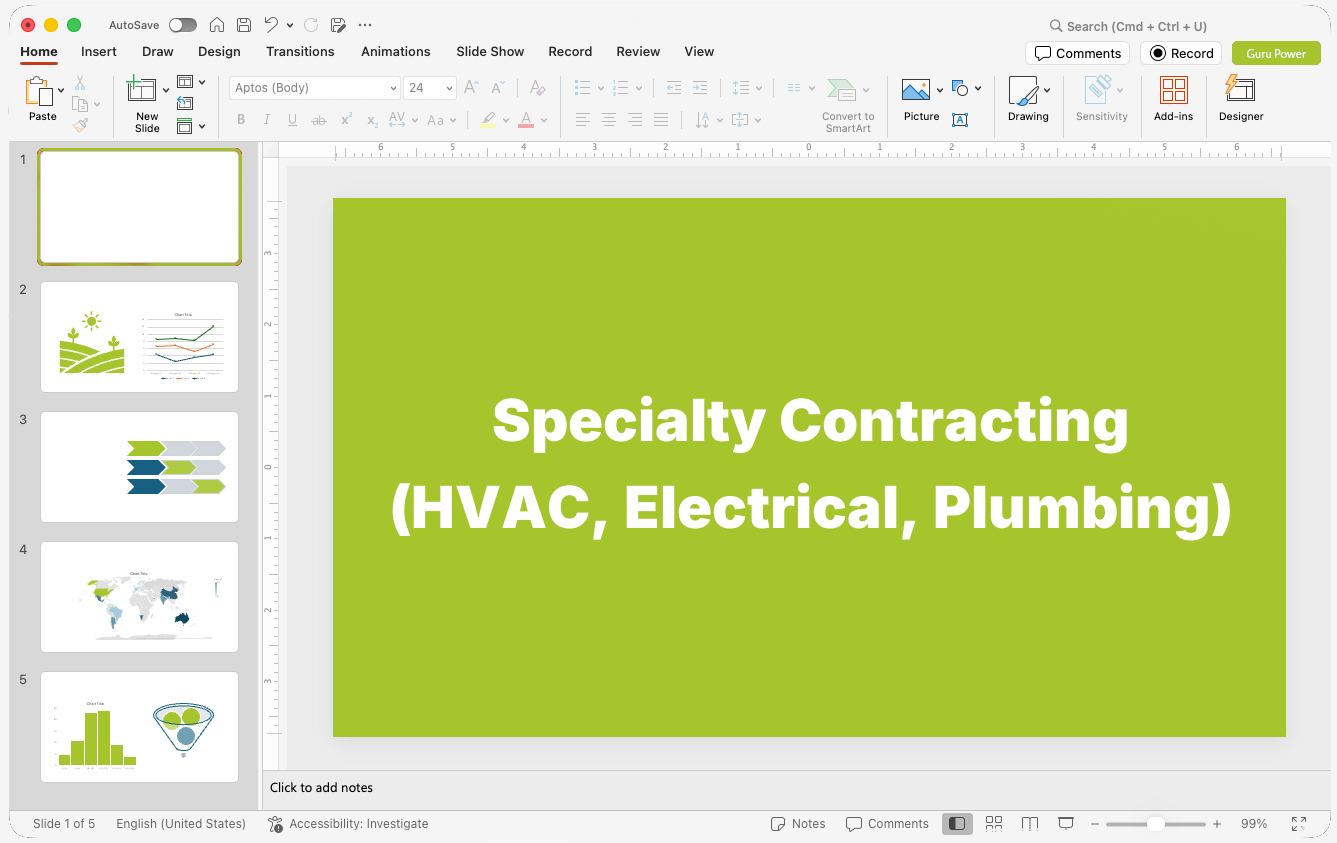 Specialty Contracting (HVAC, Electrical, Plumbing) Presentations